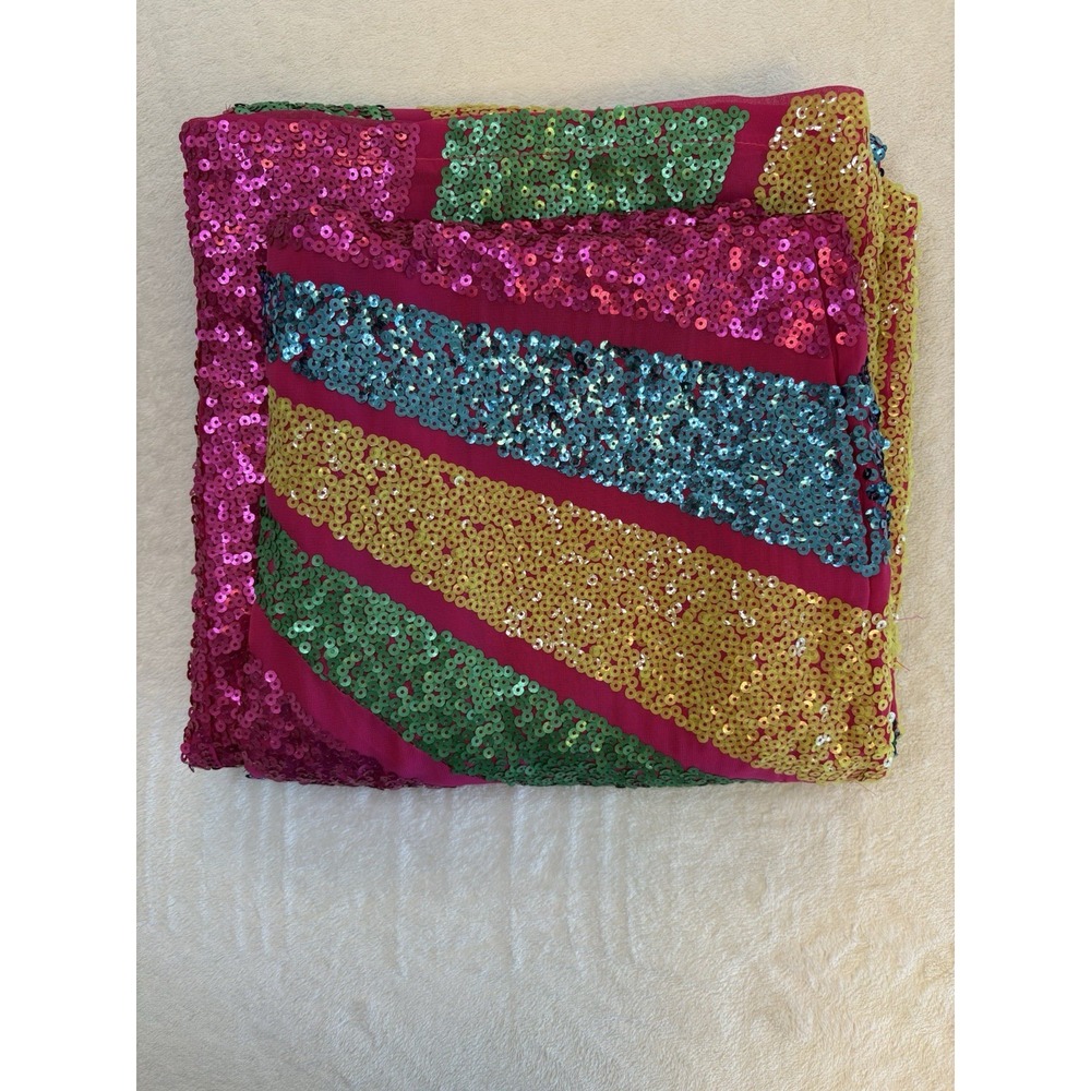 Nasty Gal Multicolor Sequin Halter Wide-Leg Jumpsuit Striped Size 10 - Picture 8 of 8